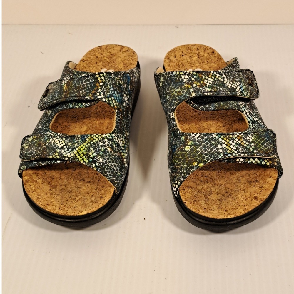 SAS Nudu Women 6.5 M Multi Color Snakeskin Print Comfort Slide Sandals USA